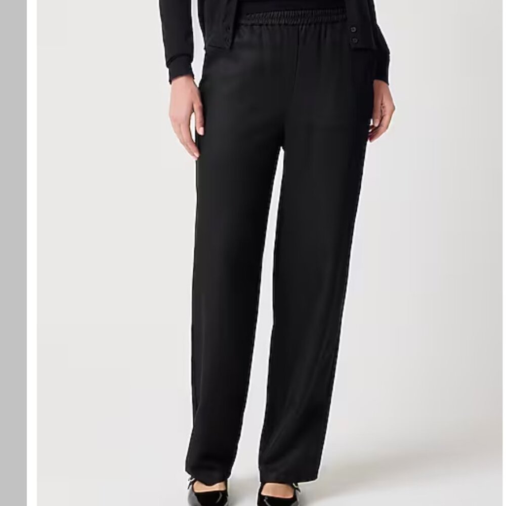 J. Crew Factory 4 Petite Black Wide Leg Tencel Pants NWT